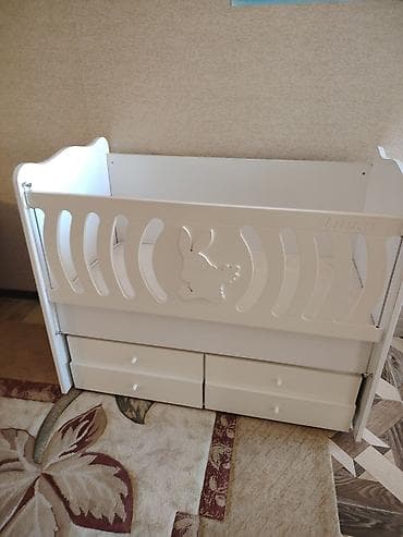 bewik: Ağ rəngdə uşaq beşiyi - Material: laminat/MDF əsaslı panel, hamar və — 4