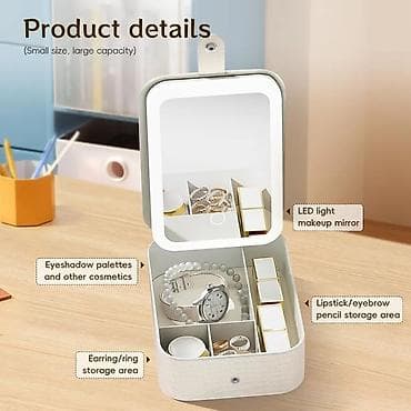 LED işıqlı makiyaj güzgülü kosmetik/qızıl qabı - Kompakt ölçülü — 4