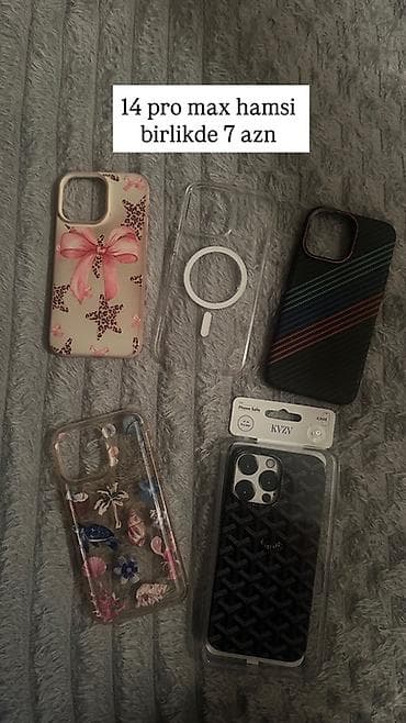 IPhone 14 Pro Max üçün 5 ədəd telefon qabı dəsti. Tərkib: - Şəffaf