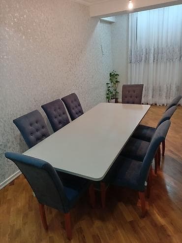 Qonaq otağı üçün, İşlənmiş, Açılmayan, Dördbucaq masa, 8 stul