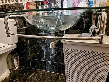 hamam ref: Продаётся стеклянная раковина из толстого стекла, с металлическими — 2