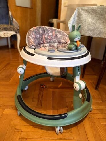 çəlik nədir: Uşaq gəzdirəni / yürüteç - Rəng: yaşıl-ağ tonlarda, dairəvi — 1