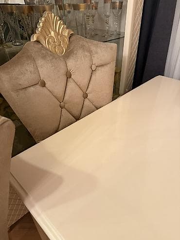 eyvan masa: Klassik üslubda yemək otağı dəsti - Dəst: düzbucaqlı yemək masası 8 — 4