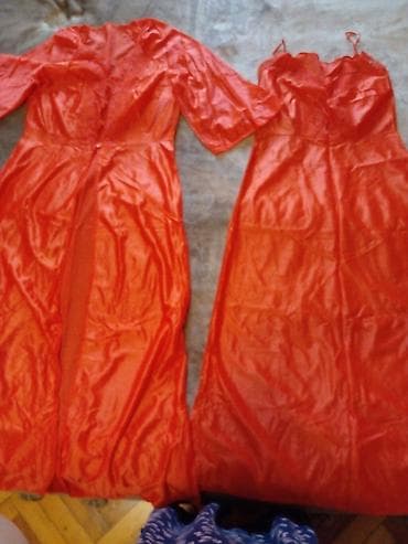 Qadın geyim dəsti və çanta - 2 ədəd qırmızı atlas gecə dəsti: biri