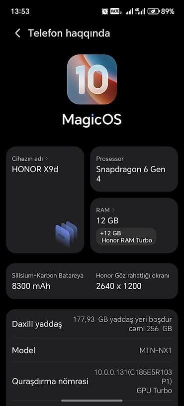 tv kart: Honor X9d, 256 GB, rəng - Qara, Zəmanət, Barmaq izi, İki sim kartlı — 4