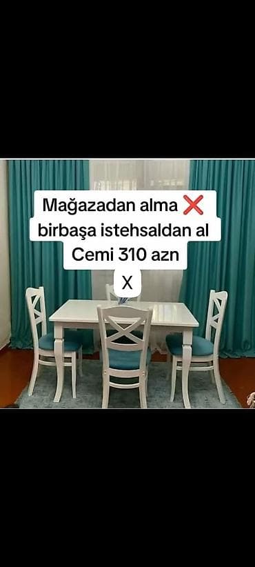 Ağ rəngli yemək masası və 4 ədəd stul dəsti - Klassik və zərif lalafo.az -da Ağ rəngli yemək masası və 4 ədəd stul dəsti - Klassik və zərif