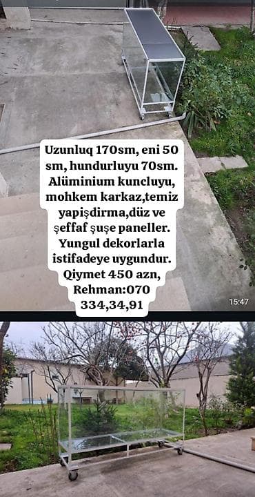 Птицы: Şüşə akvariumlar və akvarium stendləri - Variant 1: 170×50×70 sm — 1