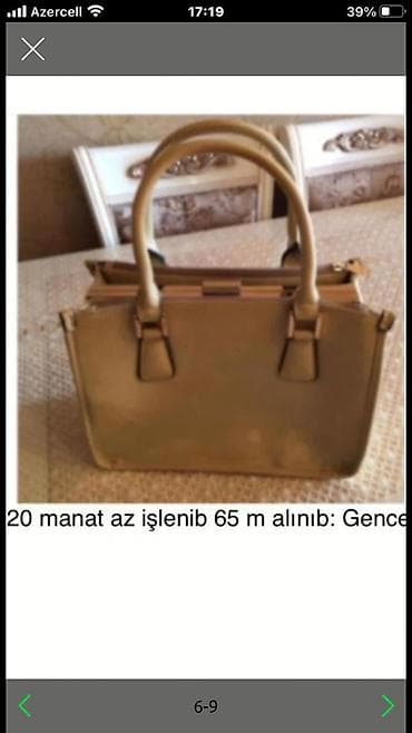Qadın çanta və aksessuar dəsti - 1) Bej rəngli əl çantası: sərt