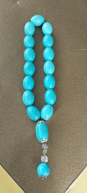 gumuş tesbeh: Natural təbii təsbeh Firuzə - Material — 1