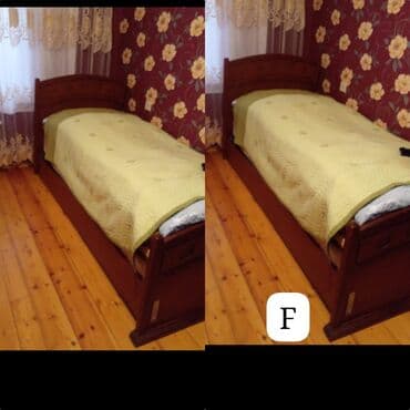 спальная кровать: Б/у, Односпальная кровать, Без подьемного механизма, С матрасом — 1