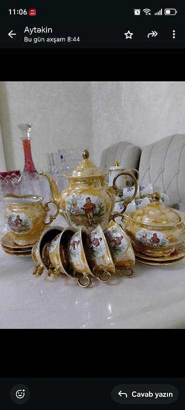 cay servisi: Çay dəsti, rəng - Qızılı, Farfor — 1