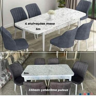 mətbəxt stol stulları: Qonaq otağı üçün, Yeni, Açılan, Dördbucaq masa, 4 stul — 4