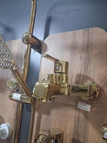 rezin şlank: Qızılı rəngdə duş/qabilyuyan qarışdırıcı kran - Material: metal — 2