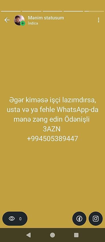 Xidmət: İşçi, usta və ya fəhlə tapılması üçün əlaqələndirmə Təsvir: -
