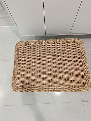 cehizlik sandiqlar: Təbii rəngli, qapaqlı hörmə səbət/qutu - Material: möhkəm süni rattan — 2