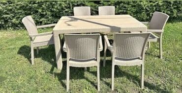 mehdiabad heyet evleri: Yeni, Dördbucaq masa, 6 stul, Açılmayan, Stullar ilə, Plastik, Türkiyə — 1