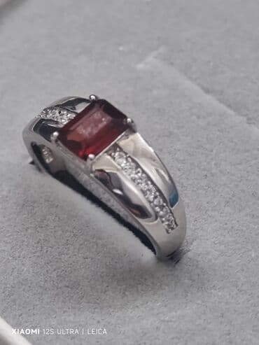 tək qaş uzuk: Üzük, Gümüş, 925 Əyar, Qranat — 2