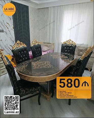 Qonaq otağı üçün, Açılmayan, Oval masa, 6 stul