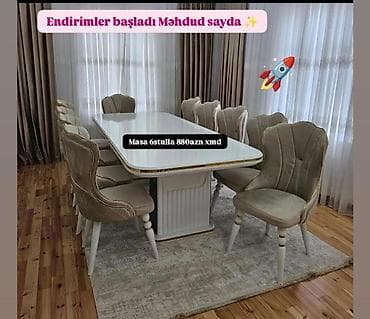 Yeni, Dördbucaq masa, 6 stul