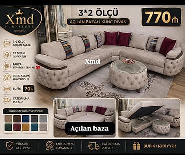 Xmd Furniture – Açılan bazalı künc divan - Ölçü: 3×2 - Açılan baza