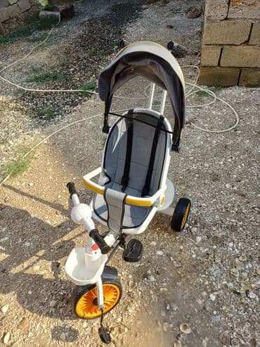 velosiped uşaq üçün: Uşaqlar üçün təkərli velosiped, boz və sarı rənglərdə olan günlüklə — 3