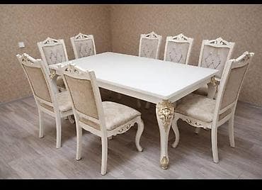 acilib baglanan masa: Masa desti satilir.Acilan masa ve 8 oturcaq daxil. Olcu. 180 x 95 — 1