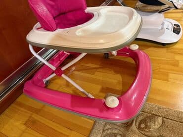 uşaq dunyası: MAMALOVE uşaq gəzdirəcəyi (walker) - Rəng: çəhrayı/ağ boz çərçivə ilə — 3