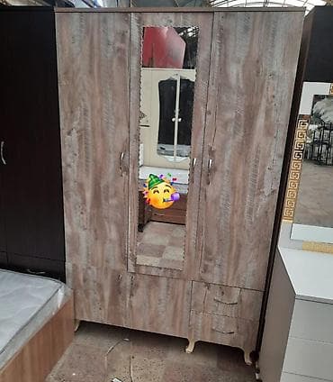 шкаф купе с зеркалом: Dolab yeni qarderob paltar dolabı 3 qapılı güzgülü siyirməli — 1
