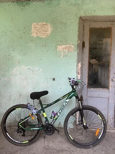 Toba dağ velosipedi - Çərçivə: yüngül alaşımlı, yaşıl rəng, sloping