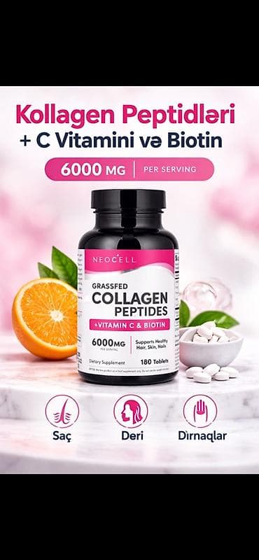 🇺🇸Amerika İstehsalı NeoCell Grassfed Collagen Peptidləri + Vitamin C