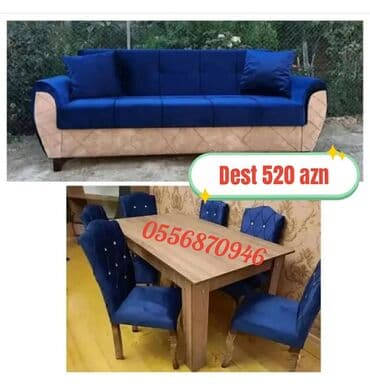 ders masaları: Qonaq otağı üçün, Yeni, Açılmayan, Dördbucaq masa, 6 stul — 3