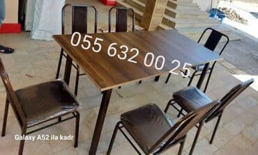 Masa və oturacaq dəstləri: Qonaq otağı üçün, Yeni, Açılmayan, Dördbucaq masa, 6 stul — 2