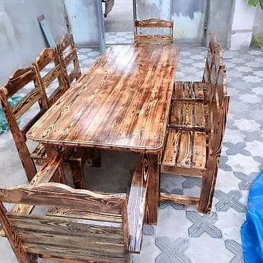 2 el divanlar: Yeni, Kvadrat masa, 4 stul, Açılmayan, Stullar ilə, Taxta, Azərbaycan — 2