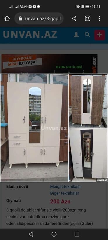 горка для посуды: Новый, Распашной, 3 двери Прямой шкаф, Шкаф-вешалка, Азербайджан — 12