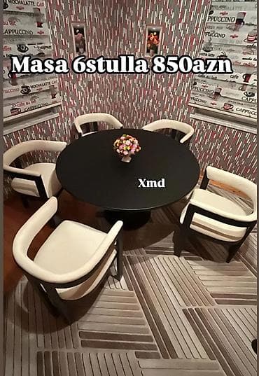 Mətbəx üçün, Yeni, Açılmayan, Yumru masa, 6 stul