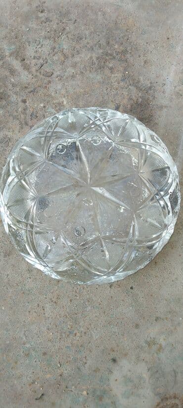 servis qablari: Şüşə kəsmə naxışlı meyvə/qəlyanaltı qabı - Material: şəffaf şüşə — 3