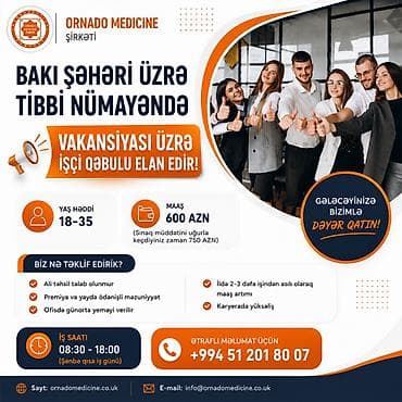 muhafize isi 2025: Satış meneceri tələb olunur, 18-29 yaş, Təcrübəsiz, Aylıq ödəniş — 1