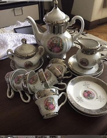 Çay dəsti, rəng - Ağ, Farfor, 6 nəfərlik