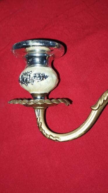 Şamdanlar: Üçşamlı klassik şamdan - Material: metal gövdə (qızılı tonlarda) — 3