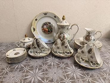 servi: Çay dəsti, rəng - Ağ, Farfor, 6 nəfərlik — 1