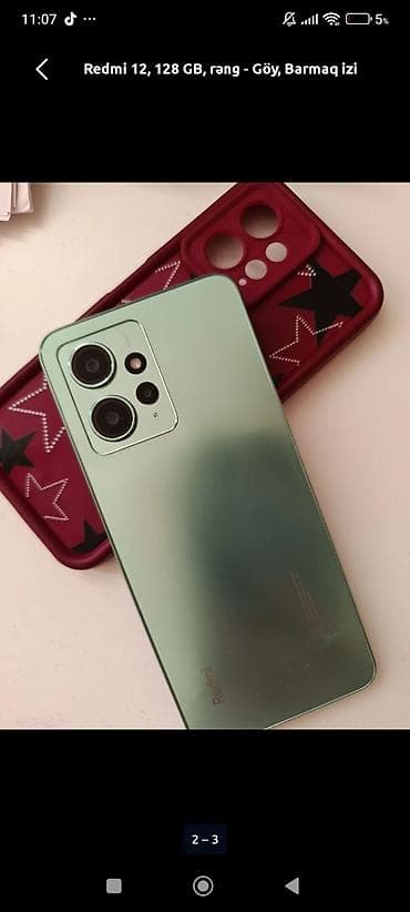 ucuz iphone telefonlar: Redmi 12, 128 GB, rəng - Göy, Barmaq izi — 2