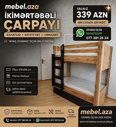 Oğlan və qız üçün, Yeni, Çarpayı, Matras ilə, Siyirməli, Taxta