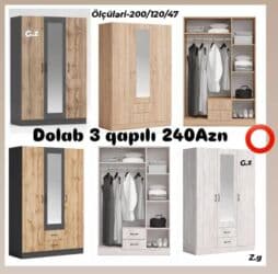 mebel servant: Yeni, Açılan, 3 qapılı Qarderob, paltar dolabı — 1