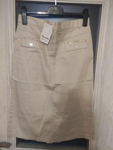 prada eynək: Qadın geyim dəsti – şifon bluz və denim görünümlü midi don - Bluz — 10