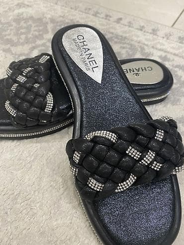 ayaggabı: Qadın üçün zərif şlepanlar yenidi - Rəng: qara - Üst hissə: qalın — 2