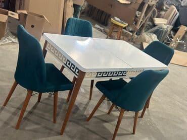 Qonaq otağı üçün, Yeni, Açılan, Dördbucaq masa, 4 stul
