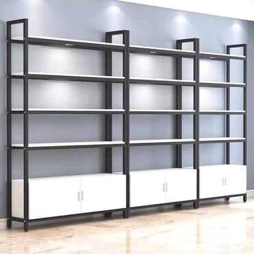 çiçəklər üçün rəflər: Mağaza üçün metal karkaslı rəf sistemi - Dizayn: Qara rəngli, möhkəm — 10