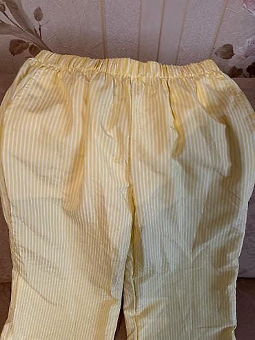 Костюмы: Sarı-ağ incə zolaqlı dəsti - Dəst: uzunqol köynək + şalvar - — 4