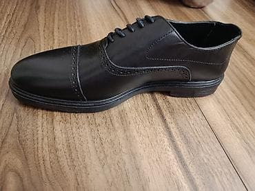 şəffaf ayaqqabilar: Klassik kişi ayaqqabısı – qara rəng, kordonlu, broq perforasiya — 3