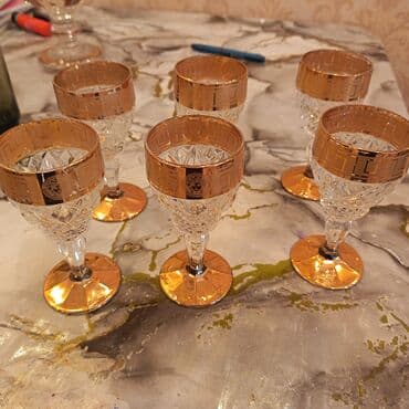 çay servis: Kişmişli qrafin və qədəh dəsti - Material: qalın kəsimli şüşə/kristal — 8